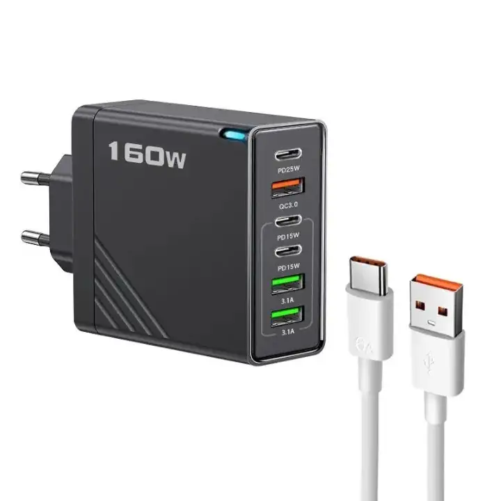 ⚡ একসাথে ৬ ডিভাইস চার্জ করুন! ১৬০W সুপার ফাস্ট USB + Type-C চার্জার 🔥📱 thumbnail 4