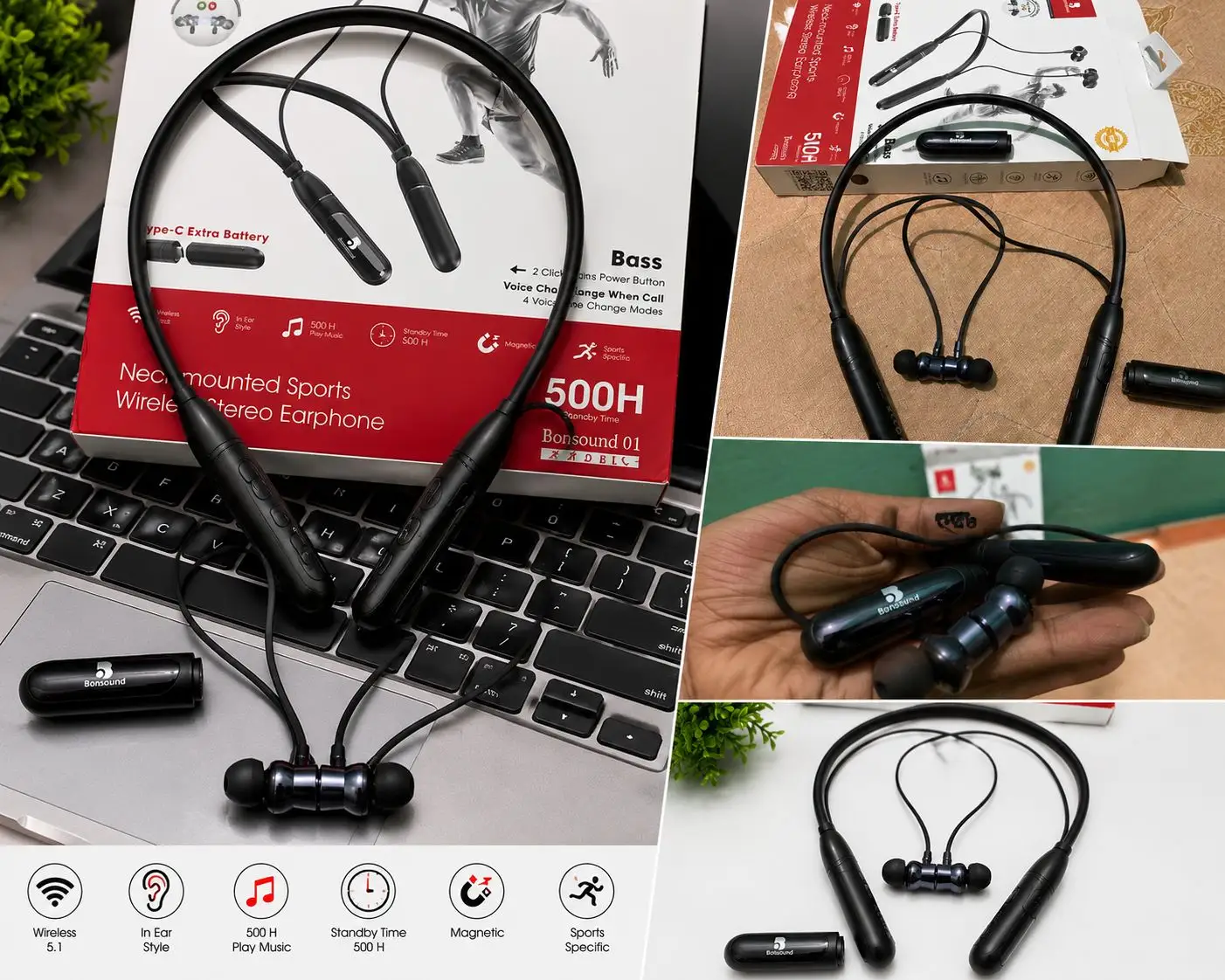 Bonsound-01 500 Hour Dual Battery Premium Neckband thumbnail 6