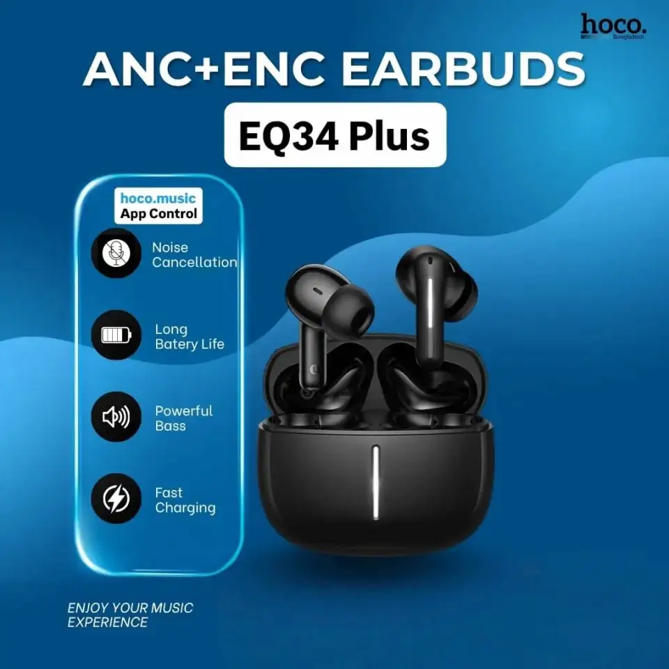 Hoco EQ34 Plus ANC+ENC TWS Earbud (App Supported) thumbnail 10
