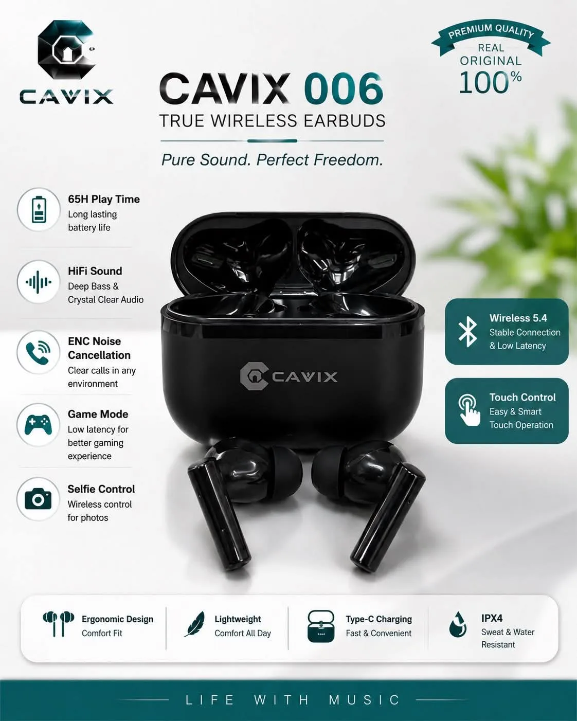Premium Quality Cavix Bluetooth Ear Buds